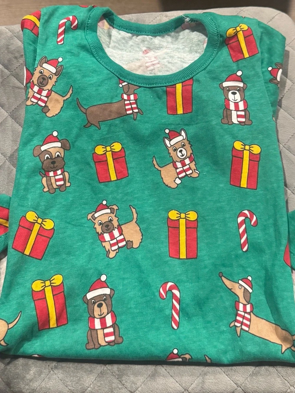 Dog Green Holiday Paw-Print One-Piece Pajamas